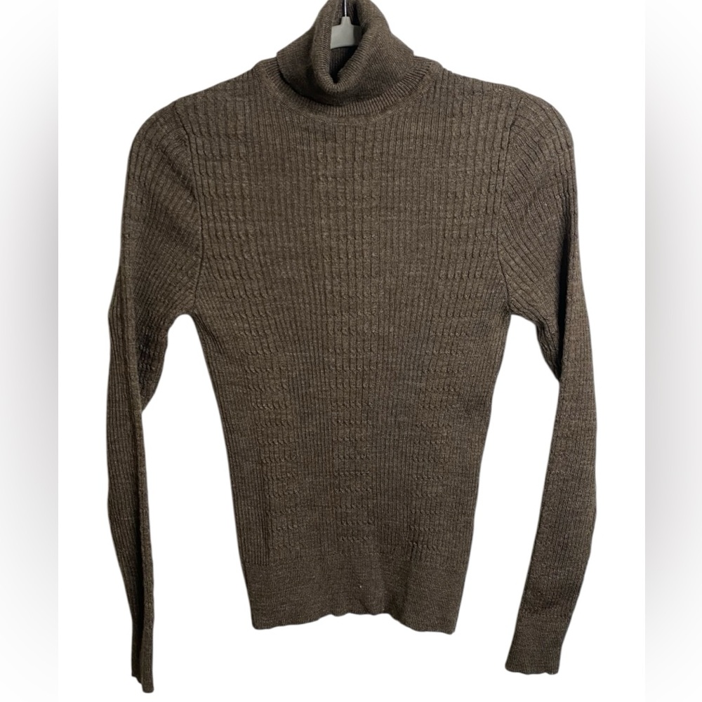 Talis Brown Ribbed Turtleneck Sweater